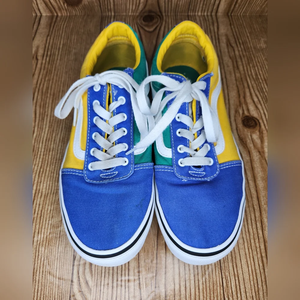 Vans Ward Sneakers Blue Yellow Green Check Color Block Big Kids Size 6‎